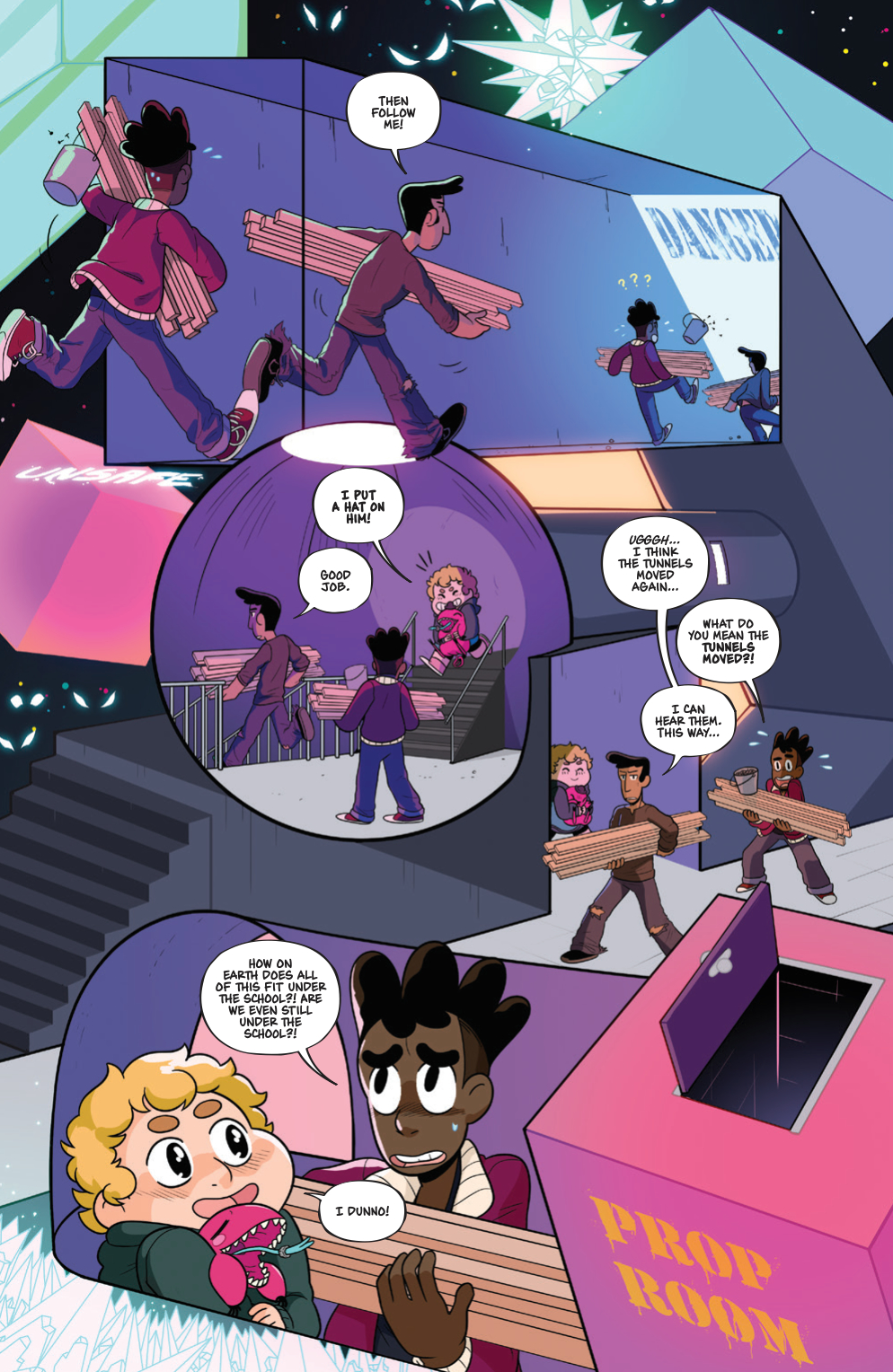 Interior page to 'The Backstagers' TPB. Art by Rian Sygh and Walter Baiamonte/BOOM! Studios