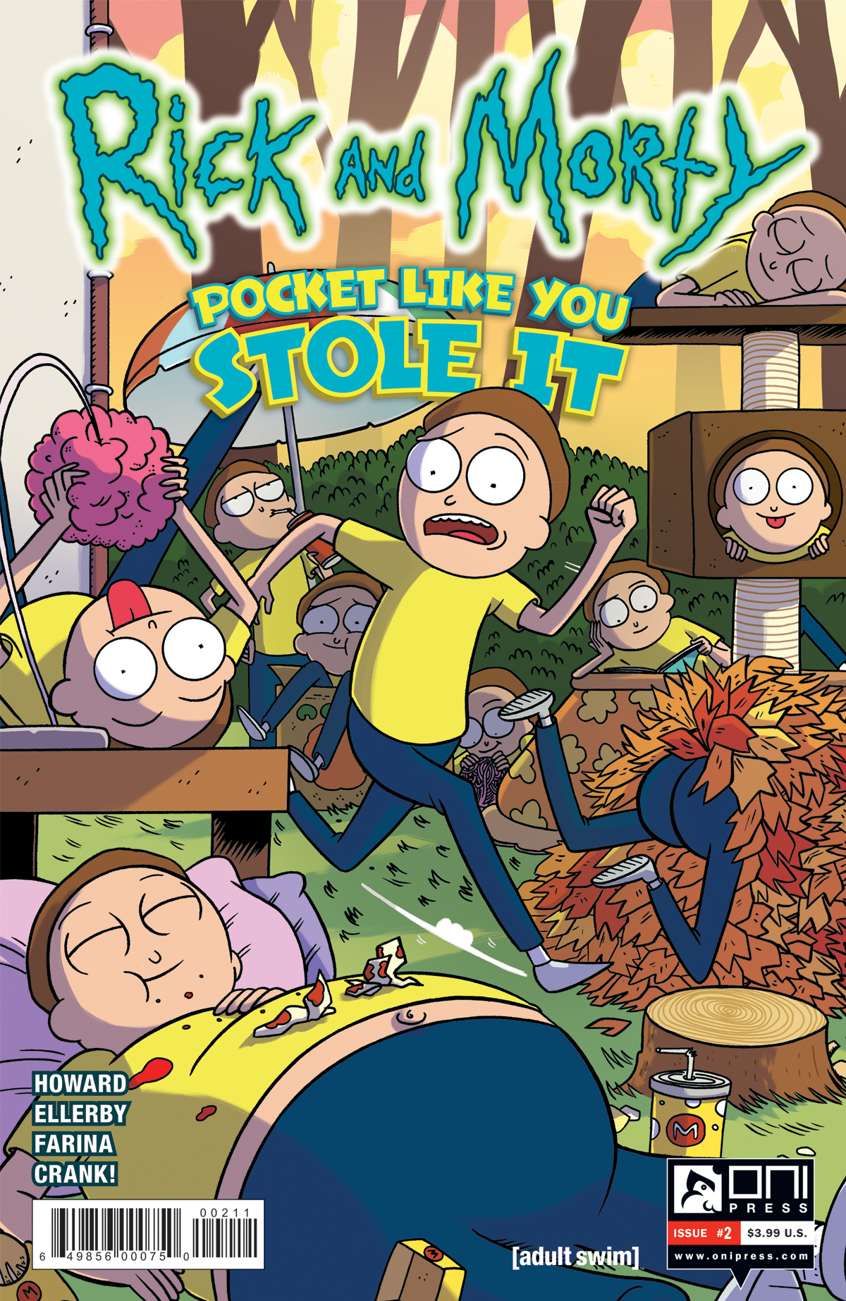 Cover to 'Rick and Morty: Pocket Like You Stole It' #2. Art by Marc Ellerby and Katy Farina/Oni Press