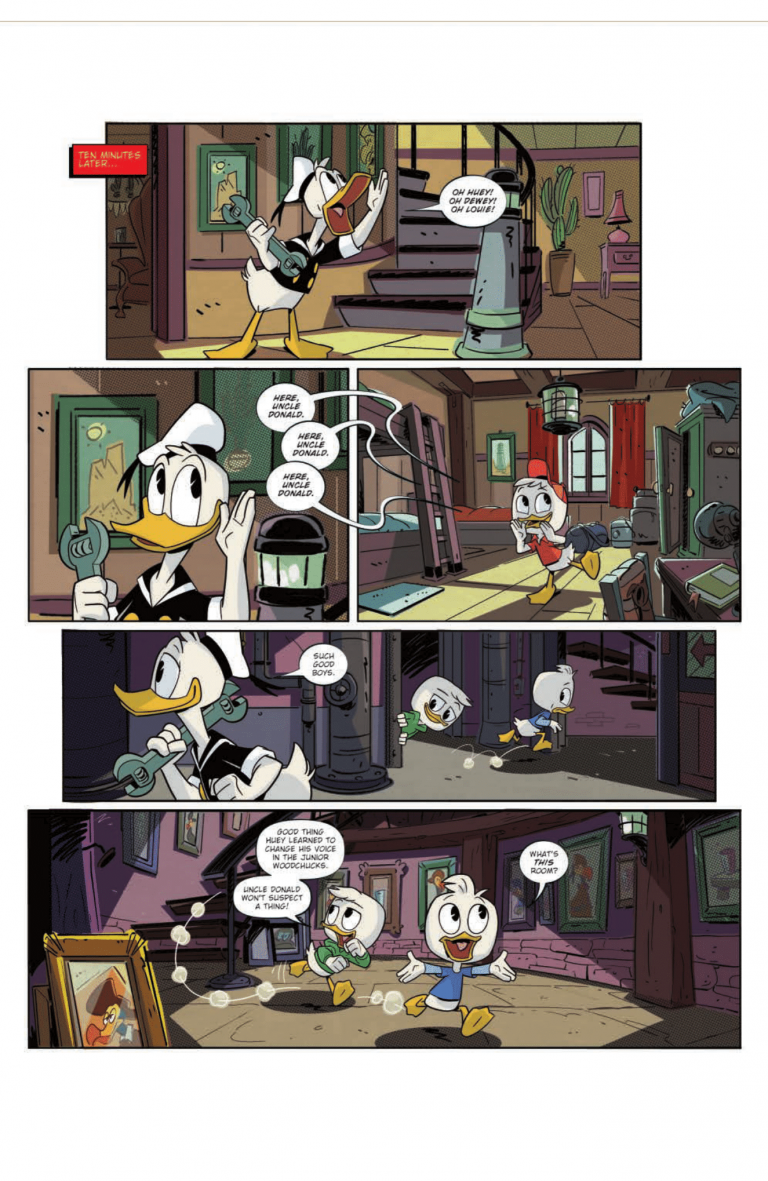 Interior pages from 'DuckTales' #1. Art by Luca Usai, Gianfranco Florio, and Giuseppe Fontana/IDW Publishing