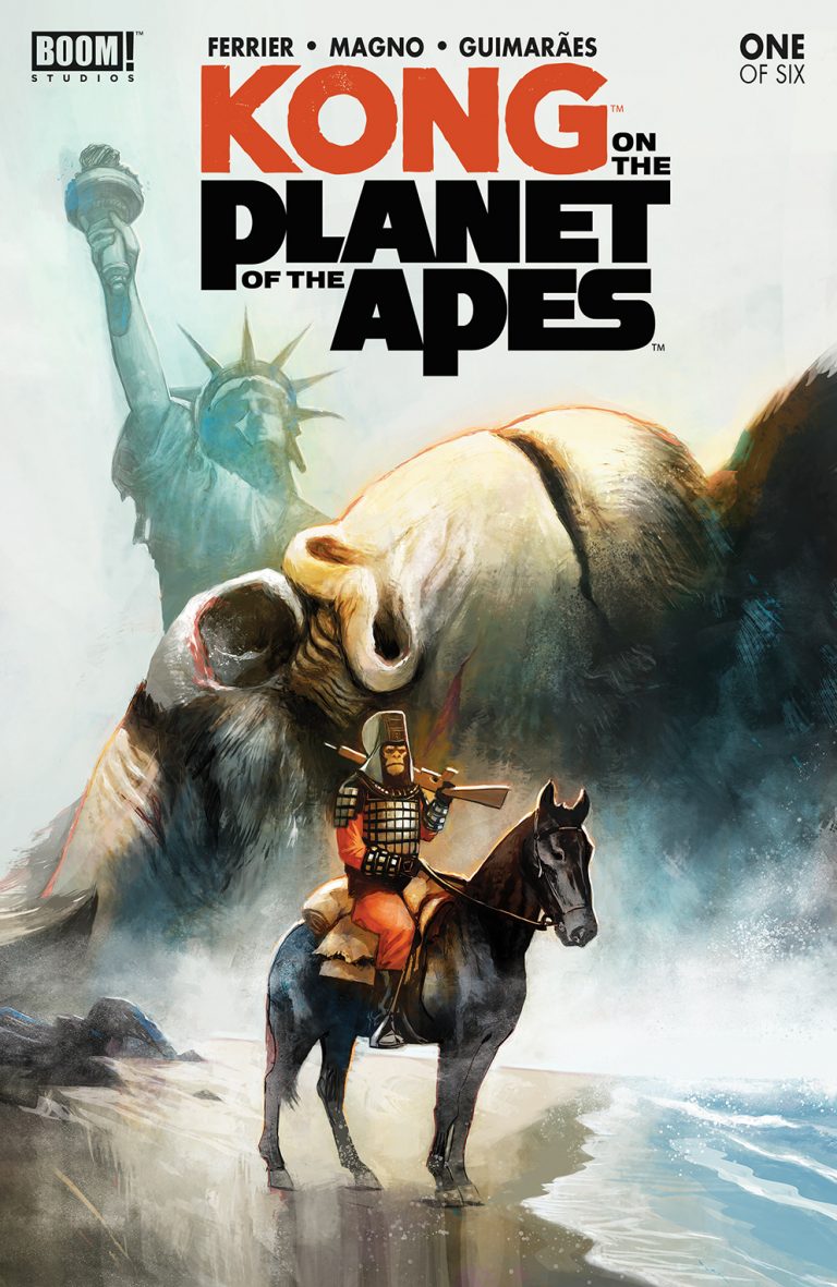 Cover to 'Kong on the Planet of the Apes' #1. Art by Mike Huddleston/BOOM! Studios