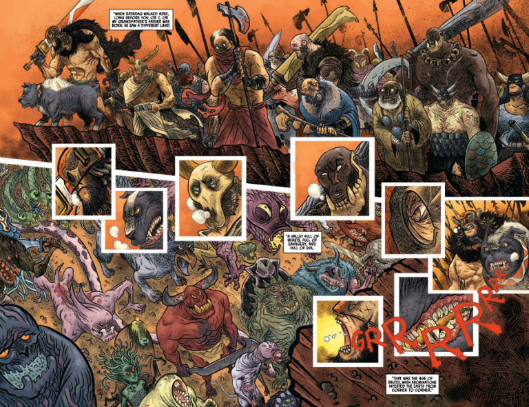 Interior pages from 'Rumble' #1. Art by John Arcudi, David Rubín, and Dave Stewart/Image Comics