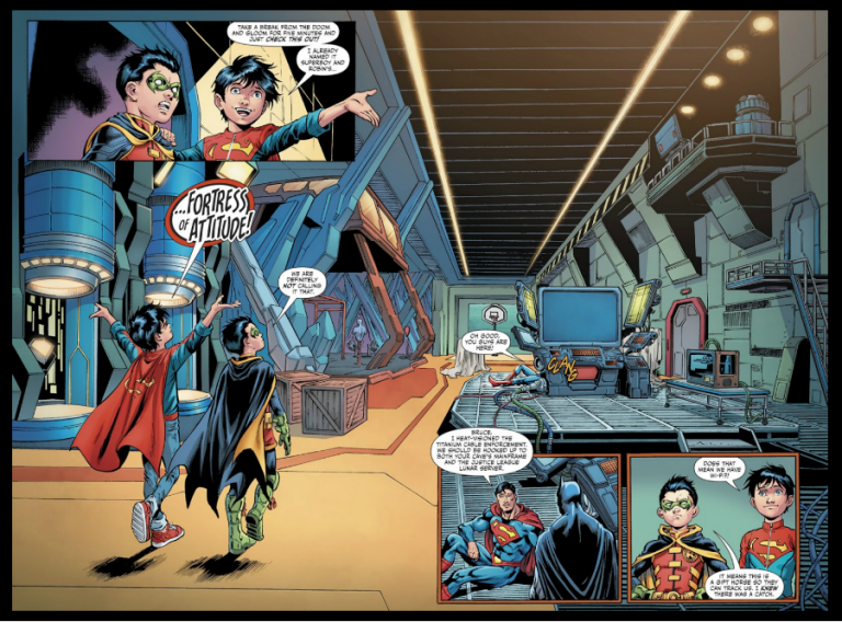 Interior pages from 'Super Sons' #10. Art by José Luís, Scott Hanna, Hi-Fi, and Rob Leigh/DC Comics