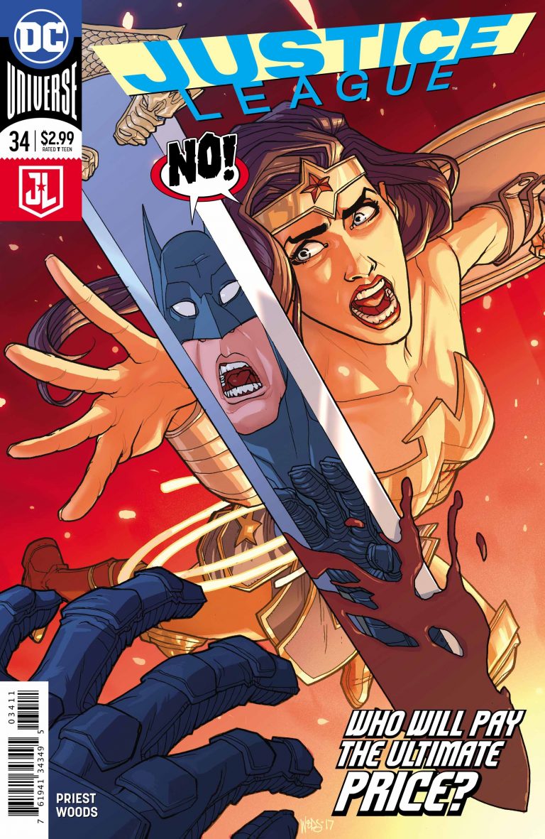 Cover to 'Justice League' #34. Art by Pete Woods/DC Comics